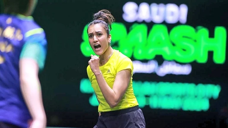 Manika Batra during the women's singles round of 16 at Saudi Smash 2024. - X/World Table Tennis