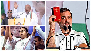 PTI : L and R: Congress leaders Mallikarjun Kharge and Rahul Gandhi | Bottom L: West Bengal CM and TMC leader Mamata Banerjee