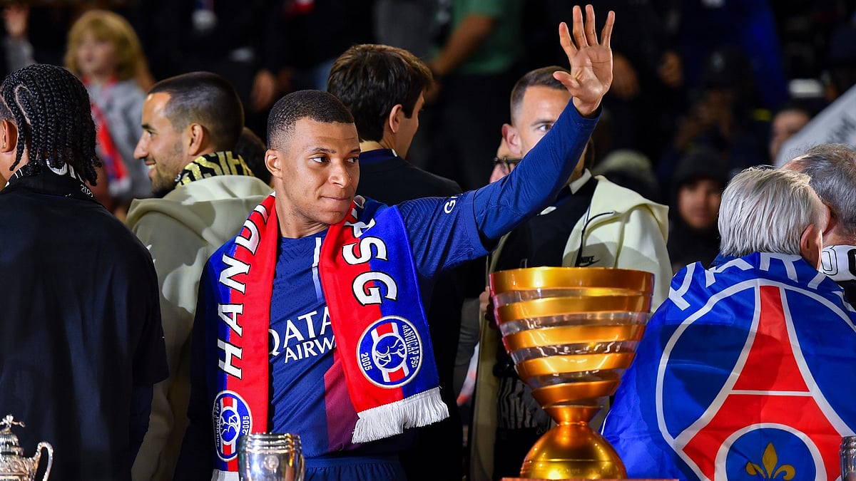 Paris Saint-Germain’s outgoing forward Kylian Mbappe. - null