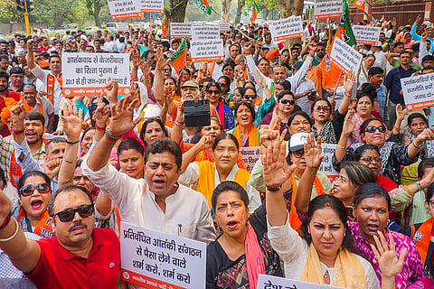 BJP protest against Kejriwal