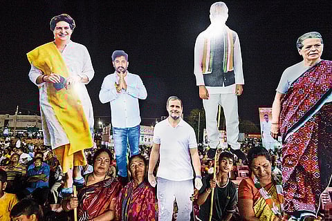 Scene from the Congress rally in Hubballi