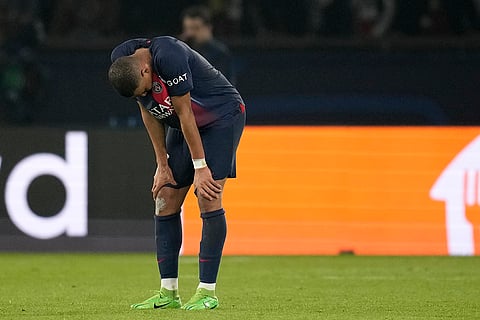 Kylian Mbappe reacts after match