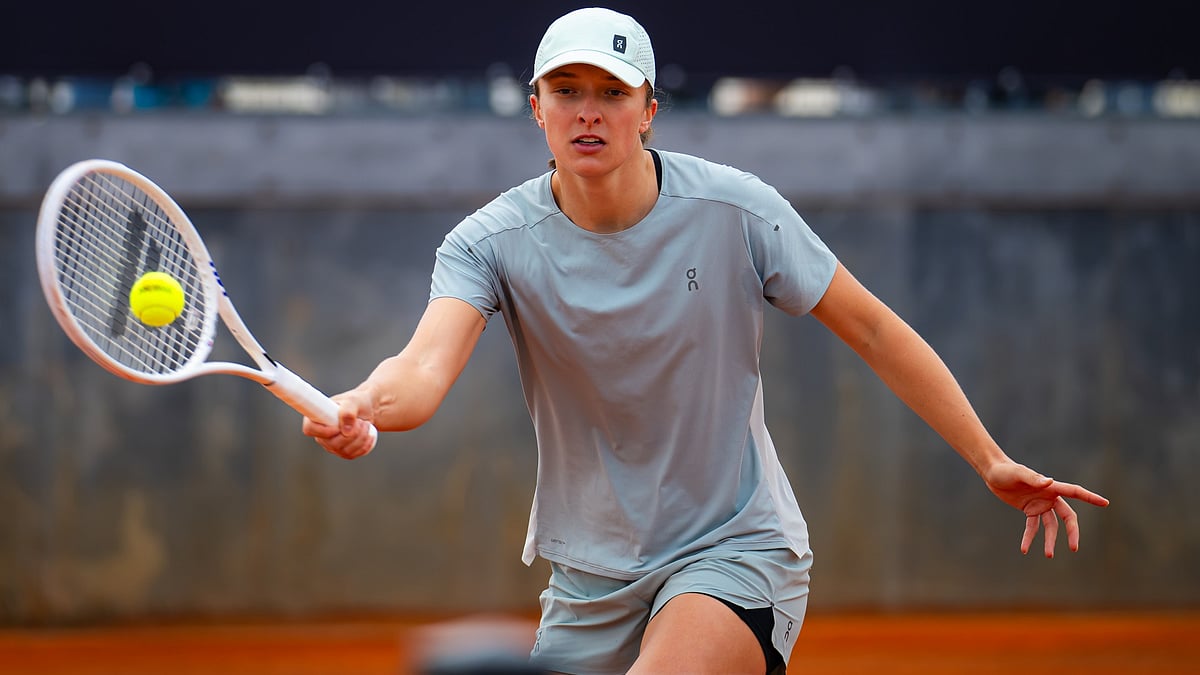 Iga Swiatek pictured on the practice courts in Rome on Tuesday.