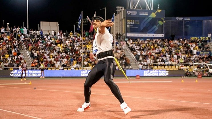 Photo: X/ @Diamond_League : Indian javelin thrower Neeraj Chopra in action at Doha Diamond League 2024.