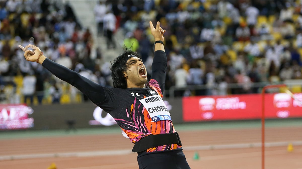 Neeraj Chopra in Doha Diamond League 2024. AP Photo