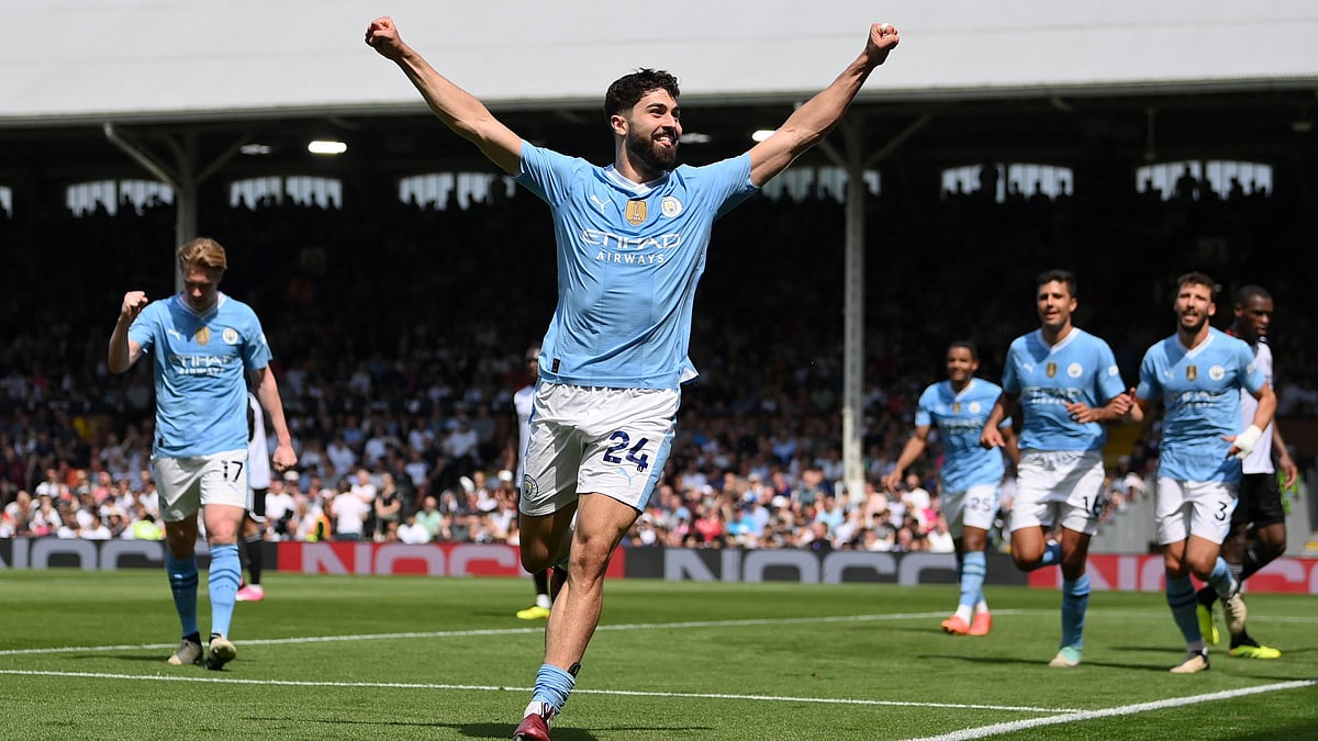 Josko Gvardiol celebrates his second goal at Craven Cottage.