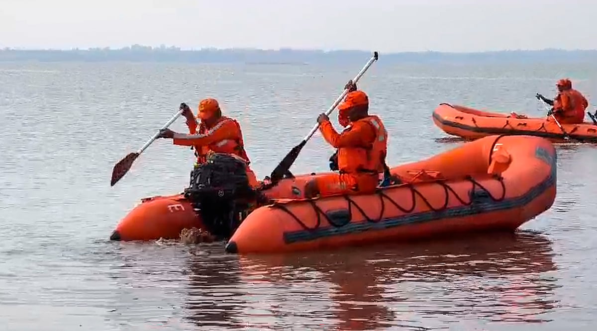 PTI : The boat carrying seven people overturned following strong winds and rains