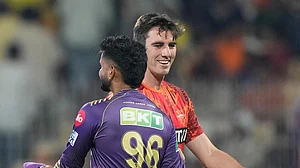 AP/Manish Swarup : KKR skipper Shreyas Iyer and SRH captain Pat Cummins ahead of the IPL 2024 Final toss