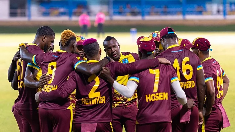 West Indies cricket team in action at  the 2024  T20 World Cup warm-up match against Australia on May 31, Friday.  - X | Windies Cricket