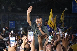 Photo by Suresh K Pandey/Outlook : Arvind Kejriwal comes out of Tihar Jail on May 10 on interim bail.