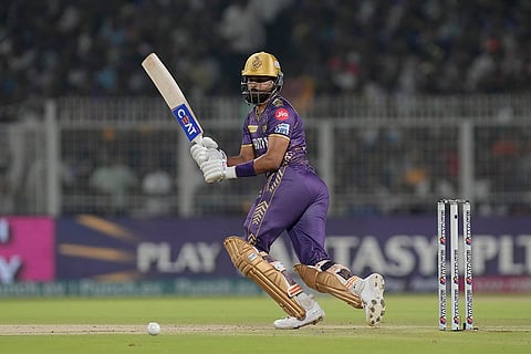 KKR captain Shreyas Iyer plays a shot