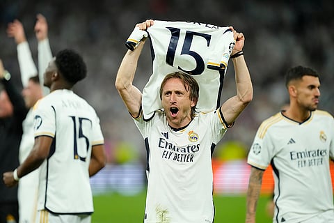Luka Modric celebrates Semifinal win