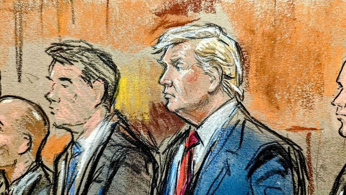 Courtroom sketch of Donald Trump - null