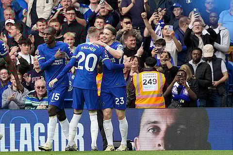 Conor Gallagher, right, celebrates team's second goal