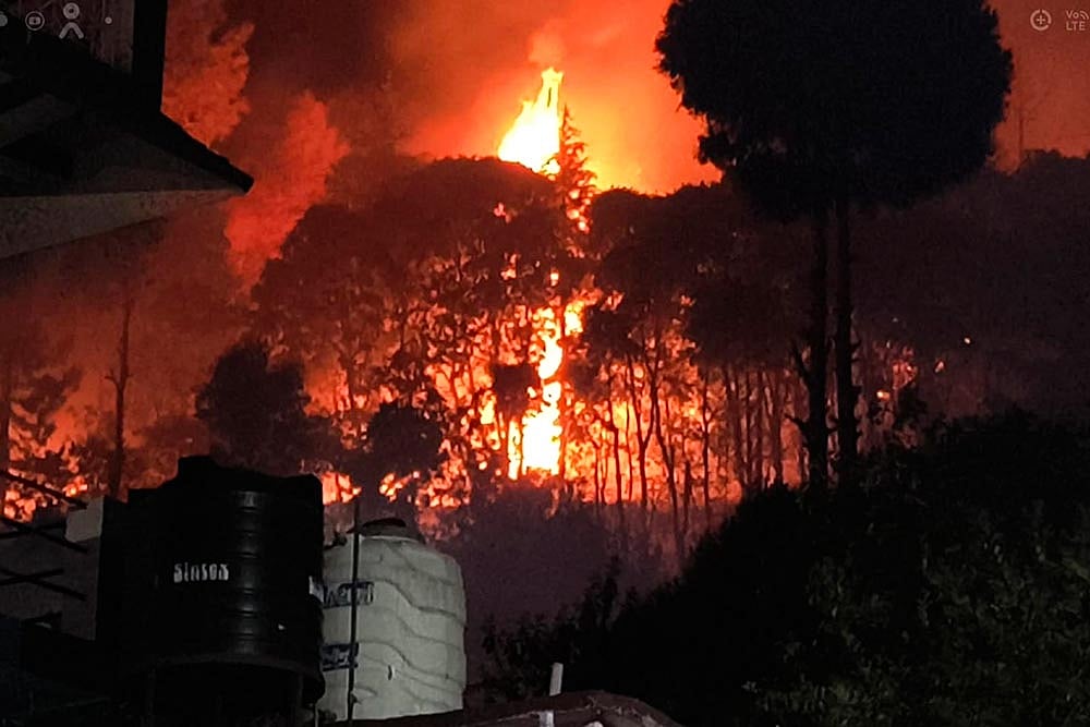Photo: PTI : Pauri forest fire