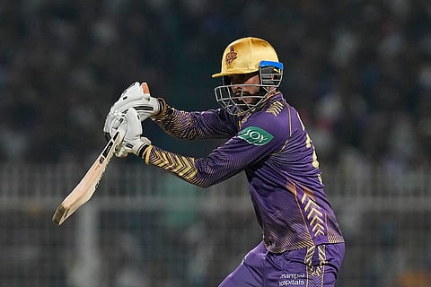 Venkatesh Iyer plays a shot