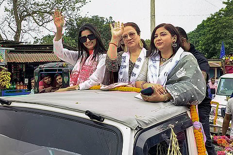 Actor Mandakini campaigns in Assam