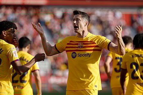 Lewandowski celebrates team's 2nd goal