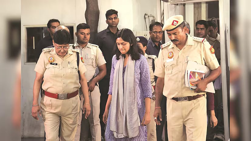 AAP MP Swati Maliwal at Arvind Kejriwal's residence | - PTI