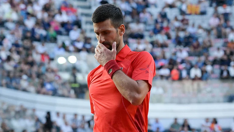 Novak Djokovic suffered a third-round defeat, a day after being hit on the head by a water bottle following his win over Corentin Moutet. - null