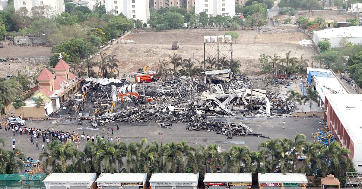 PTI : TRP Game Zone fire tragedy site. 