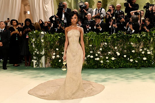 Tyla Makes Stunning Debut At Met Gala In Sculpted Sand Balmain Gown
