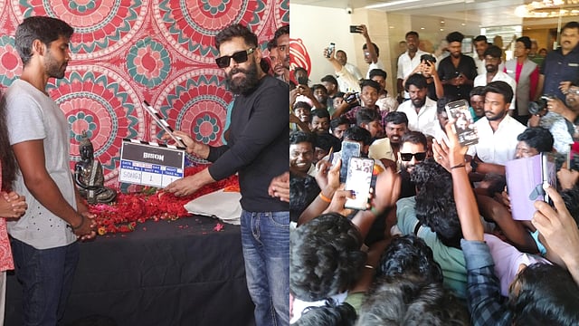 Viral Video: Chiyaan Vikram Mobbed By Fans As He Attends Pooja Ceremony Of Dhruv Vikram's 'Bison' In Tirunelveli