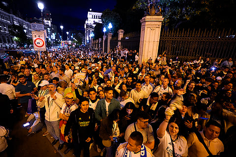 Supporters at Cibeles Square in Madrid