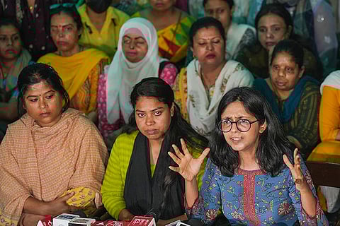 Swati Maliwal addresses a press conference