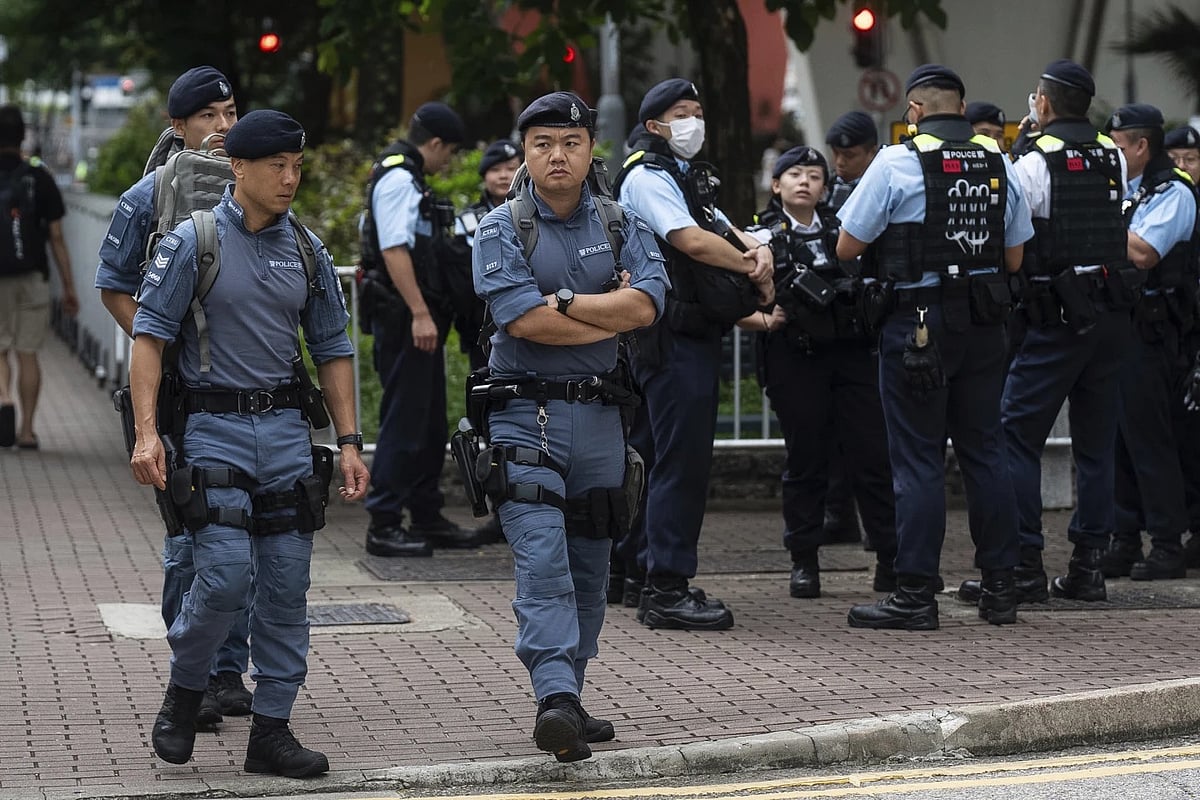 AP : Police officers outside Hong Kong Court |