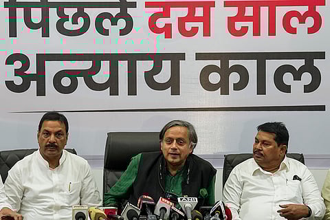 Shashi Tharoor addressing media