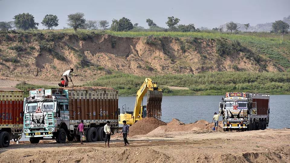 File Photo  : Illegal sand mining continues in UP