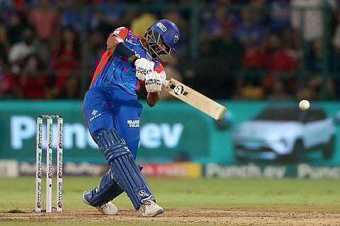 Axar Patel plays a shot