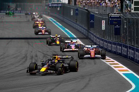 Max Verstappen leads the pack