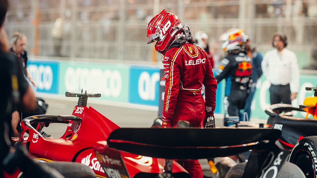 X | Charles Leclerc  : A glimpse of Charles Leclerc at the Jeddah Corniche Circuit during the 2024 Saudi Arabian Grand Prix. 