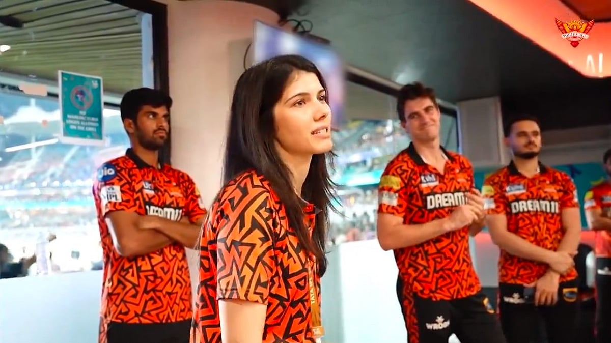 X/@SunRisers : SRH co-owner Kavya Maran in the dressing room.