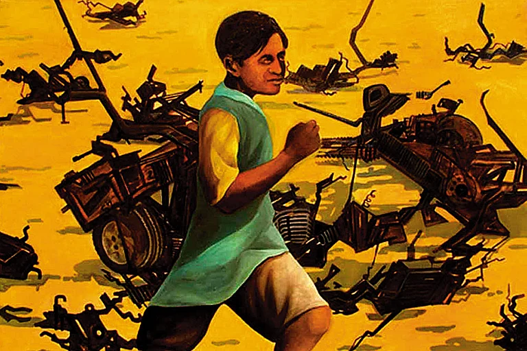 Shrapnel: Artwork from a series by Kashmiri artist Veer Munshi. The underlying structure of the series springs from the shapes of debris created during violent events, especially those in Kashmir - Artwork by Veer Munshi