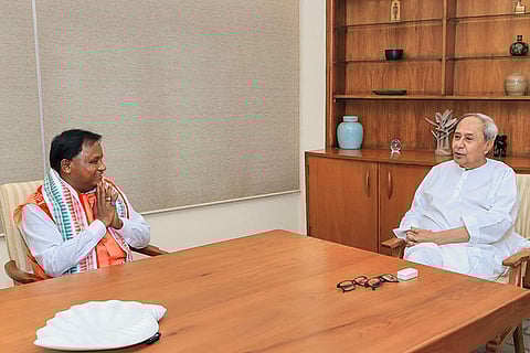 Mohan Charan Majhi meets Naveen Patnaik