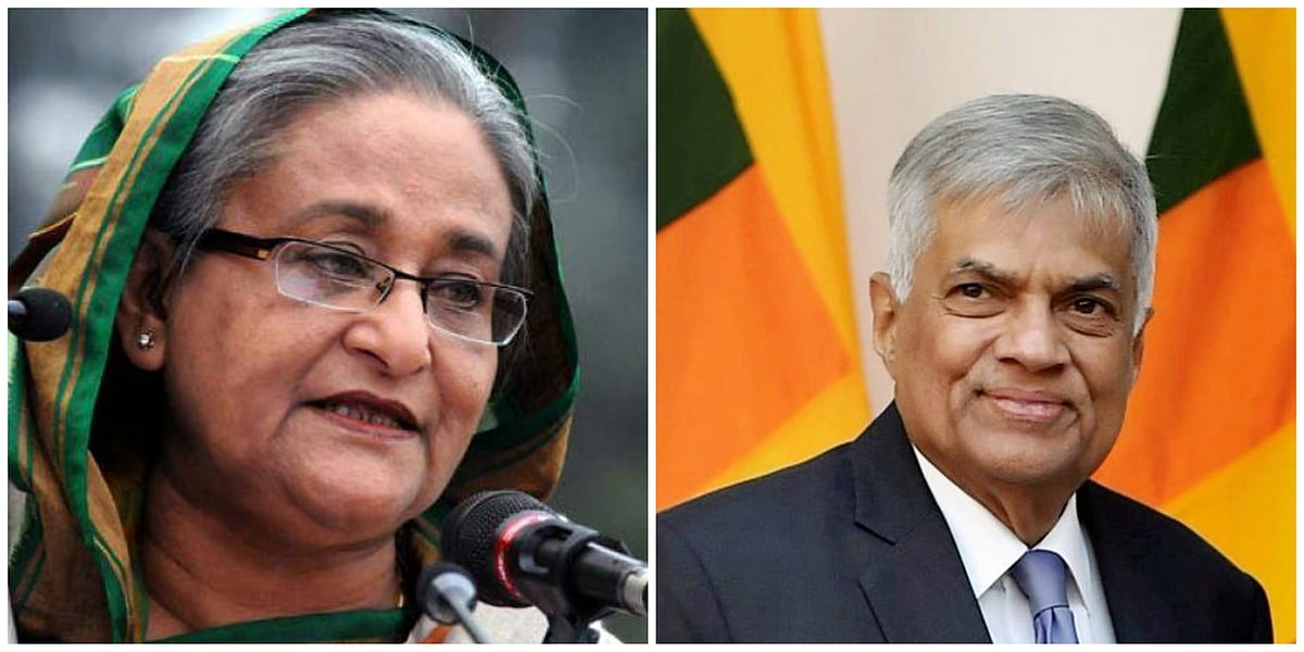 PTI : Bangladesh PM Sheikh Hasina (R) and Sri Lankan President Ranil Wickremesinghe (L) |