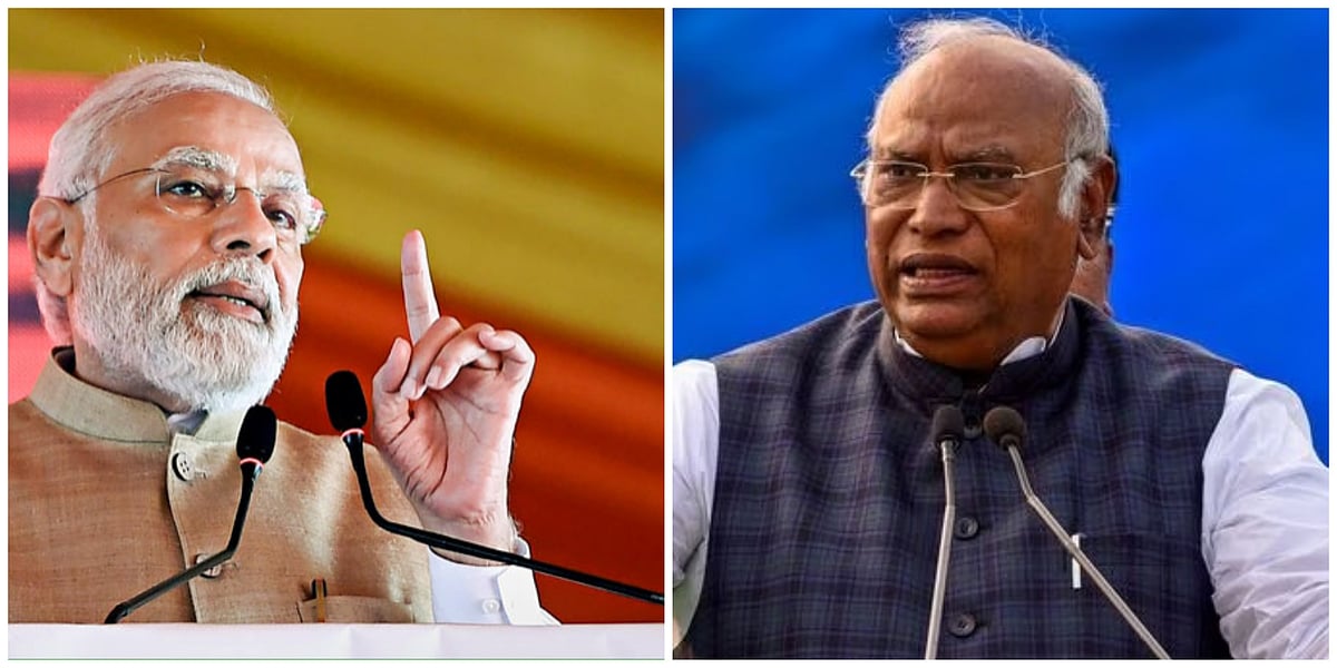 PM-elect Narendra Modi (L) and Congress chief Mallikarjun Kharge |  - PTI