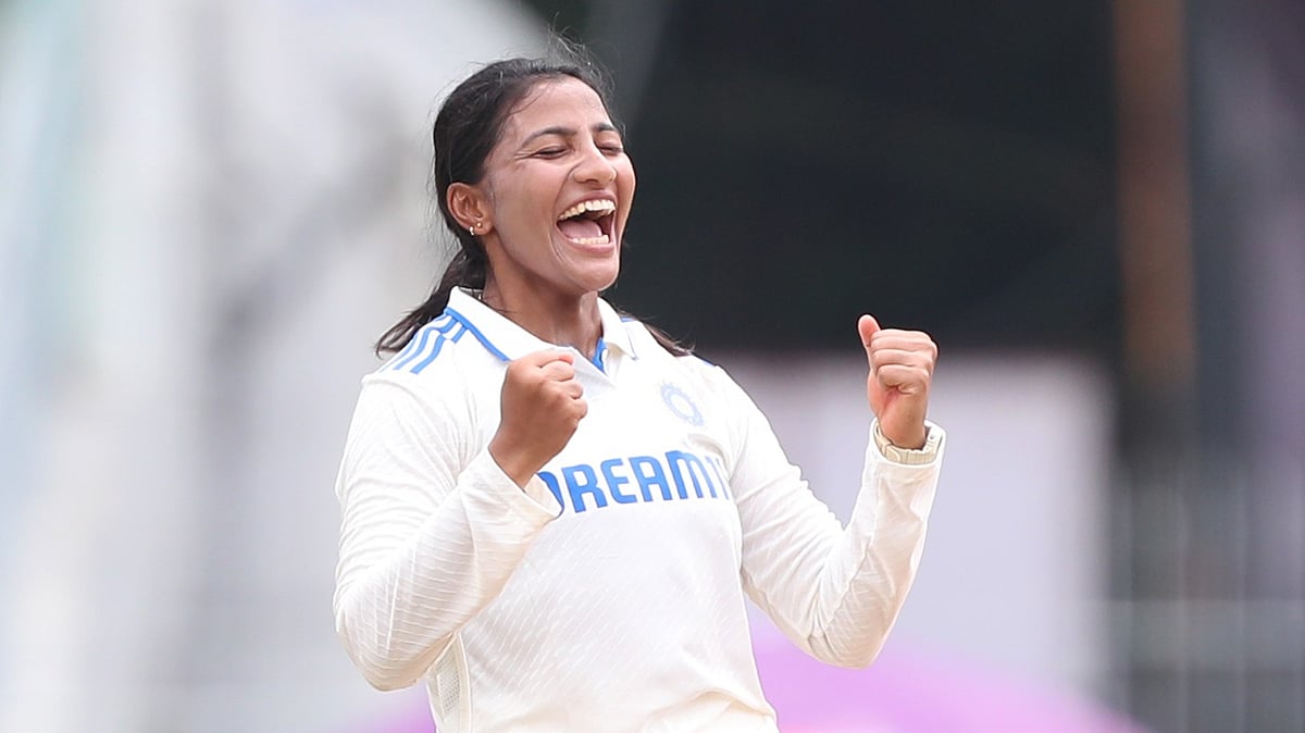 X/BCCIWomen : Sneh Rana celebrates a wicket 