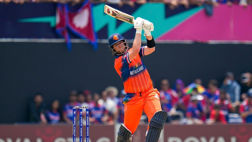 AP/Julio Cortez : Max O'Dowd in action against Nepal during their T20 WC tie.
