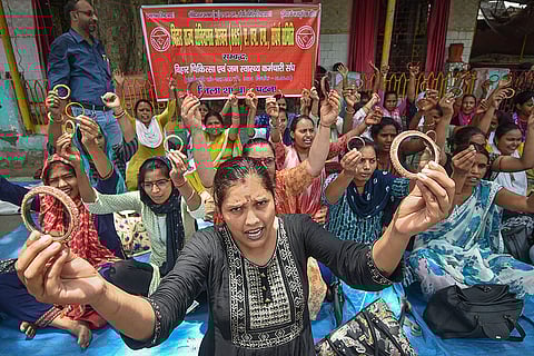 Health workers protest in Patna