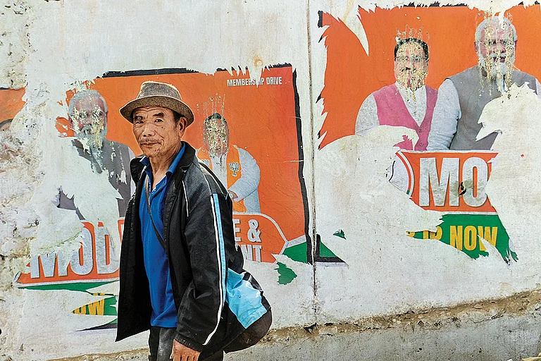 Unmet Demands: Torn campaign posters in Eastern Nagaland where there is a call for seperate statehood - Photo: Sandipan Chatterjee