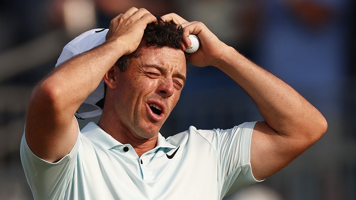 Rory McIlroy looked distraught after his miss on the 18th.