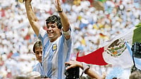 Photo: X/ @the18soccer : Diego Maradona won the golden ball in the 1986 football World Cup.