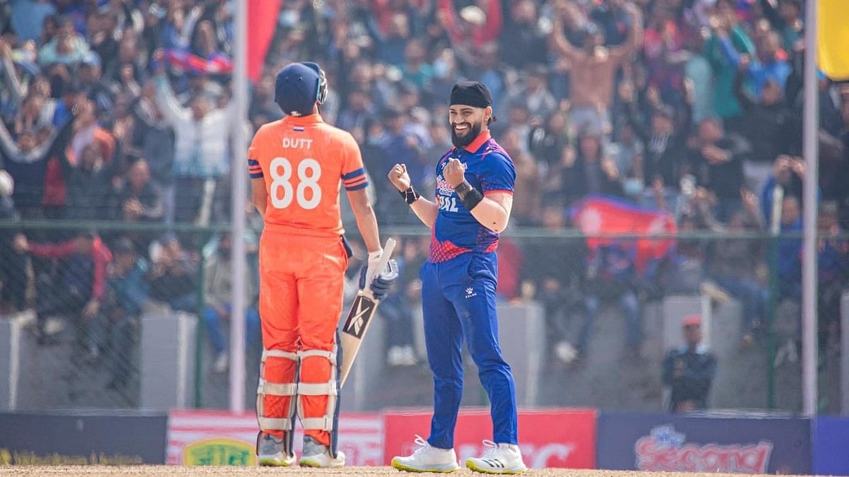 Aryan Dutt and Kushal Bhurtel, Nepal vs Netherlands file photo, NepCricket Twitter