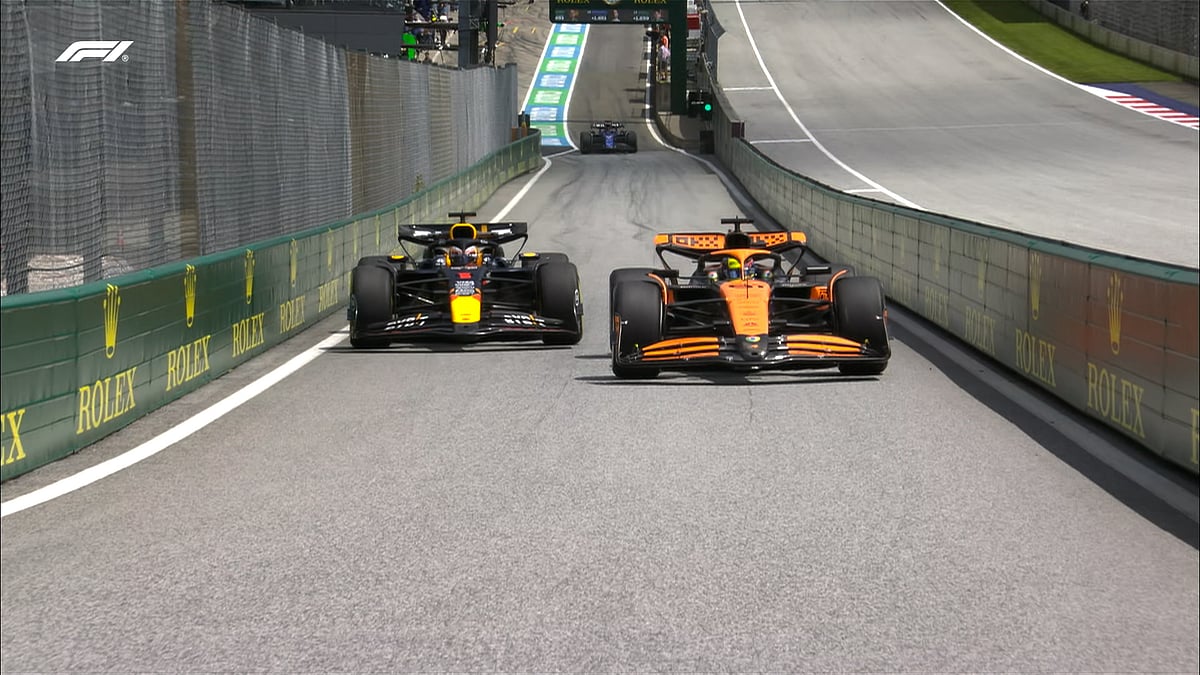 X | F1 : Max Verstappen and Lando Norris at the Red Bull Ring in Speilberg during the Austrian Grand Prix Free Practise session. 