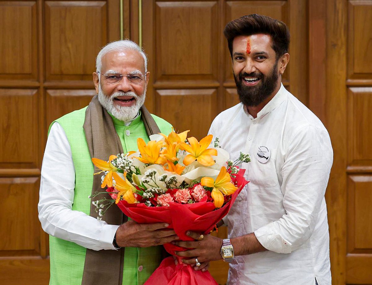 Lok Janshakti Party (Ram Vilas) chief Chirag Paswan and PM Modi| - PTI