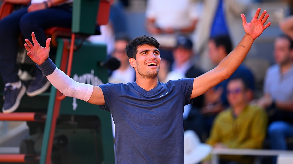 Carlos Alcaraz (21 years and 33 days) is the youngest player in the Open Era to reach the men's singles finals in Grand Slam events on clay, grass and hard court.